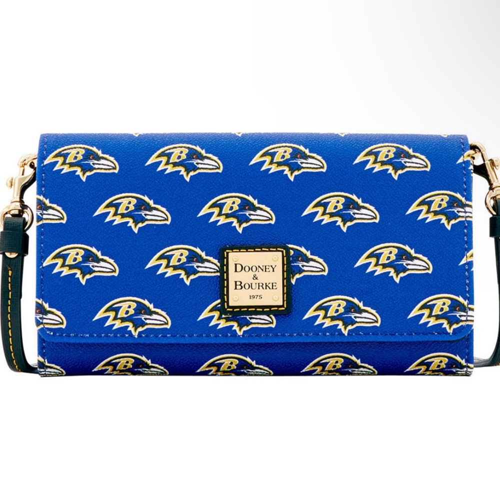 DOONEY & BOURKE NFL DAPHNE RAVENS LOGO WALLET CROSSBODY BAG CLUTCH PURPLE BLUE - Picture 2 of 15